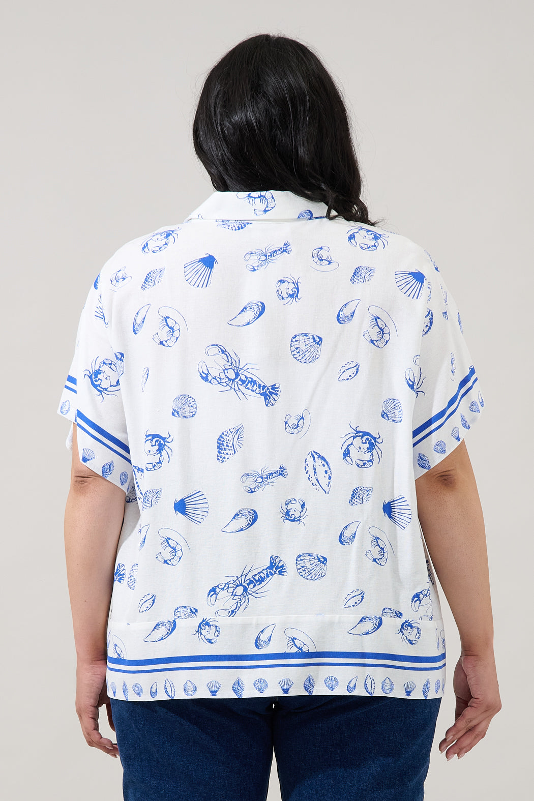 Lilma Button Down Cropped Shirt Sea Tale Curve