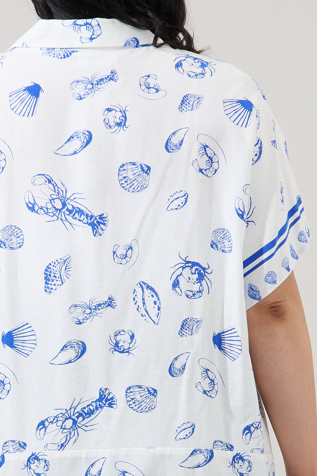 Lilma Button Down Cropped Shirt Sea Tale Curve