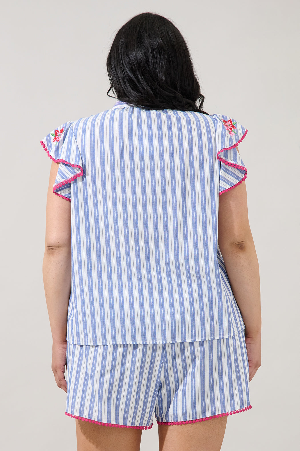 Grisa Striped Tassel Trim Top Curve