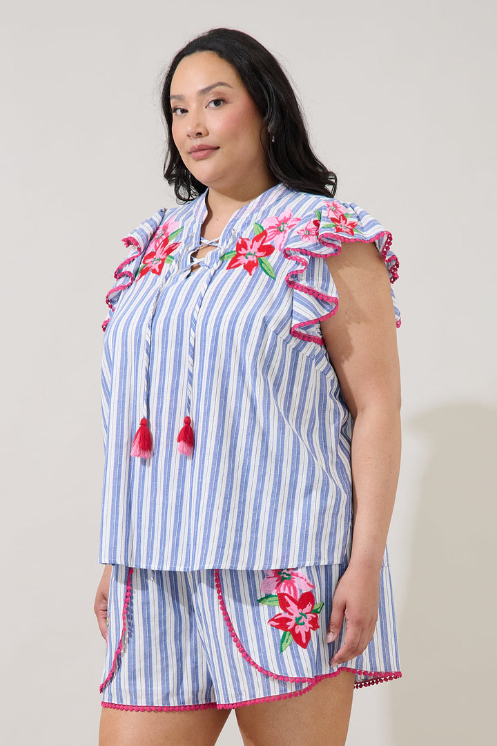 Grisa Striped Tassel Trim Top Curve