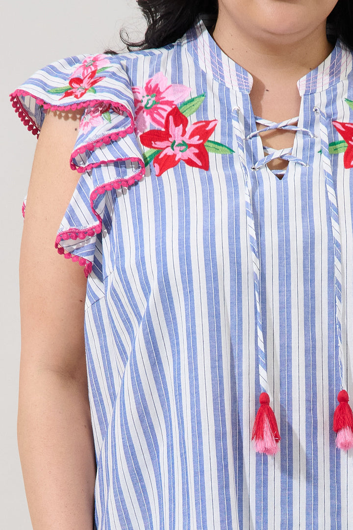 Grisa Striped Tassel Trim Top Curve