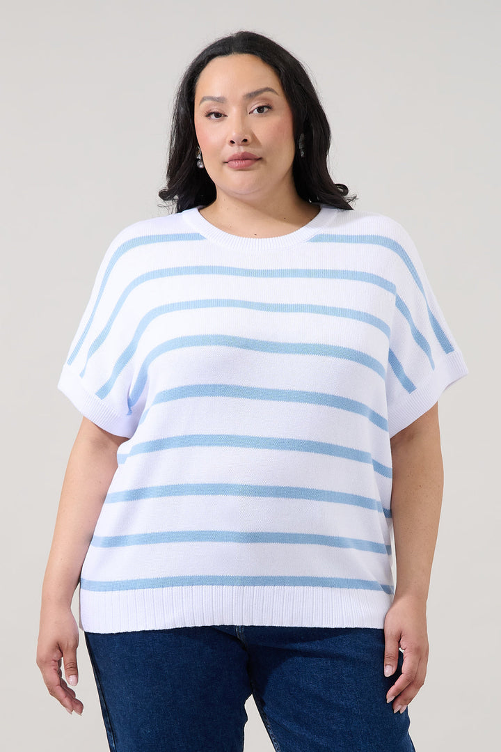 Veronia Striped Oversized Knit Top Curve