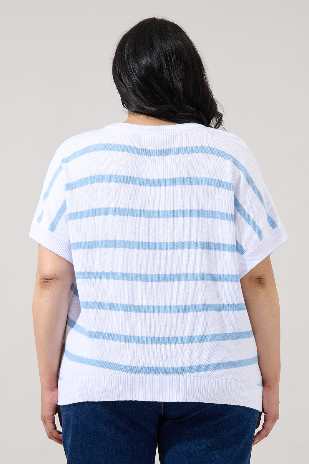 Veronia Striped Oversized Knit Top Curve
