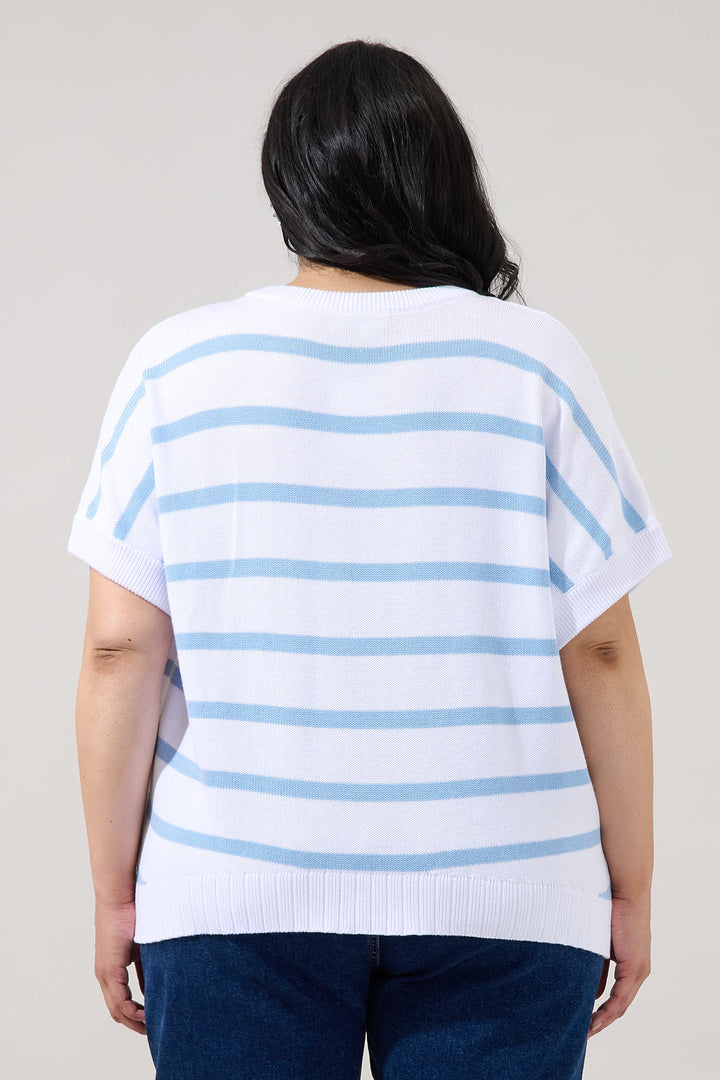 Veronia Striped Oversized Knit Top Curve