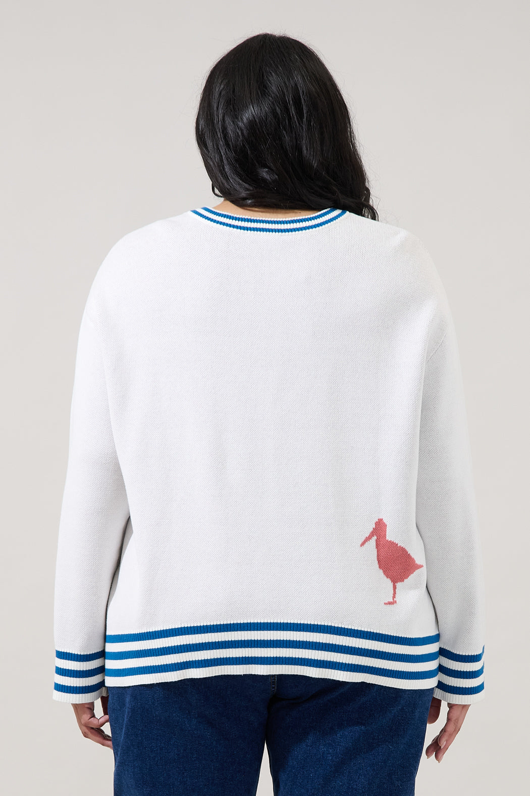 Sea Shore Ribbed Knit Sweater Curve