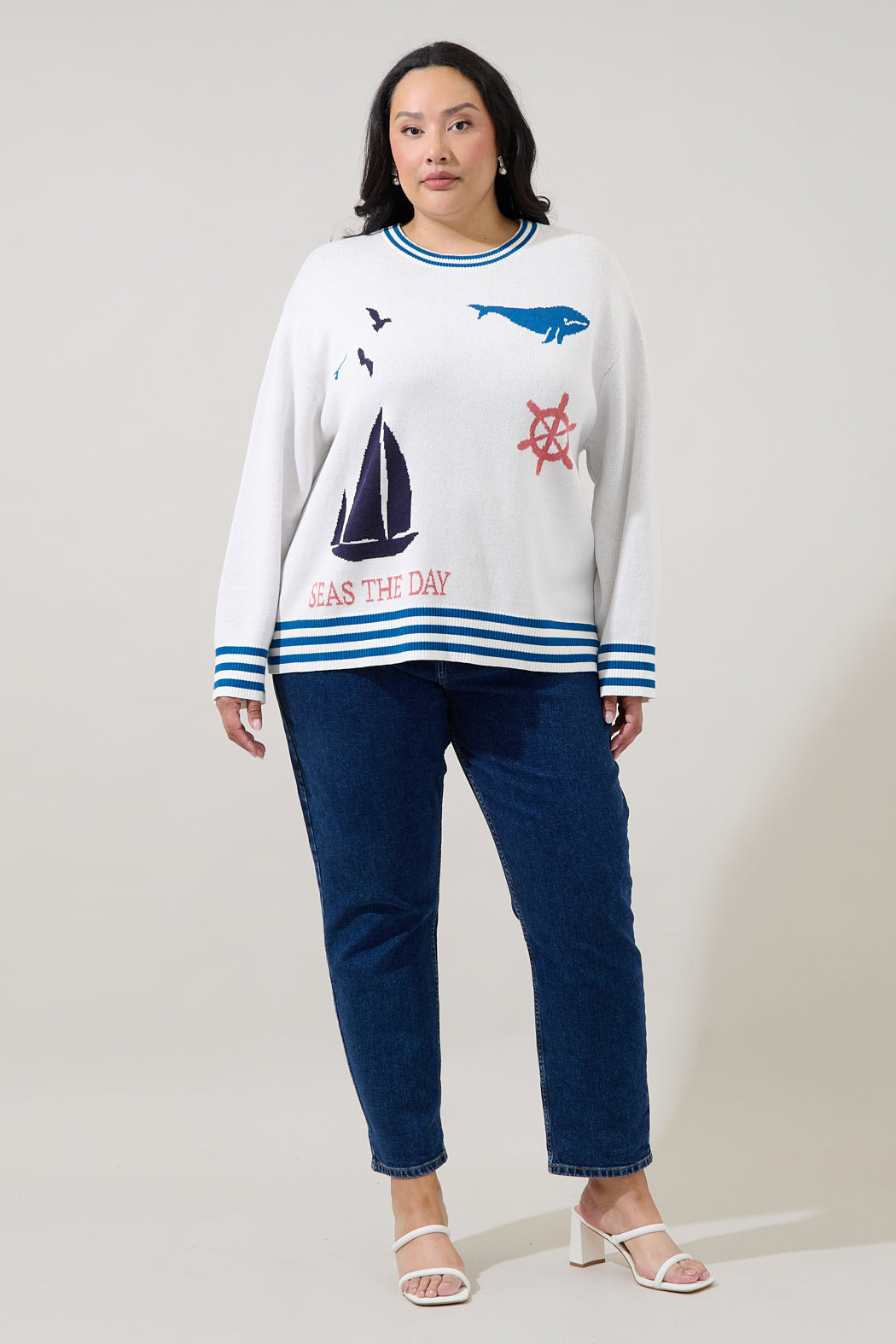 Sea Shore Ribbed Knit Sweater Curve