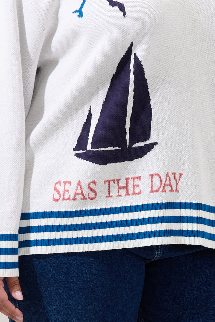 Sea Shore Ribbed Knit Sweater Curve