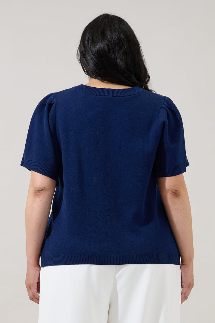 Sail Boat Short Sleeve Sweater Curve
