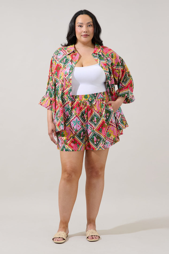 High Waisted Shorts Tropical Curve