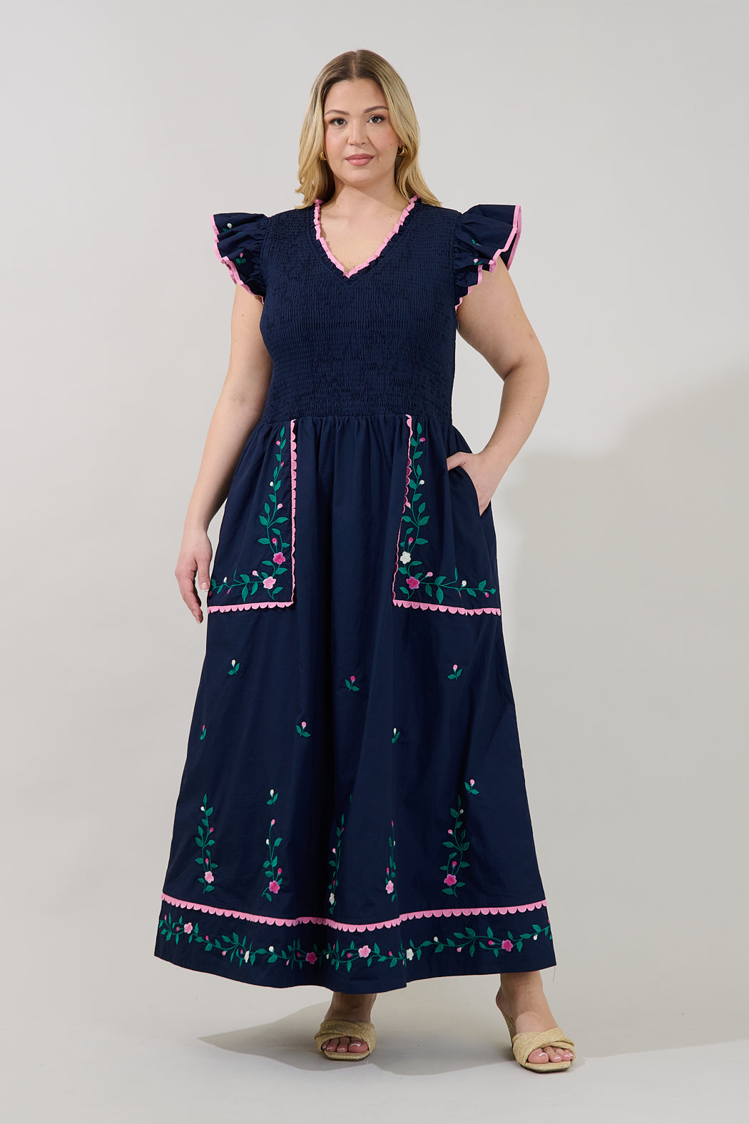 Sunfire Tiered Midi Dress Bermin Floral Curve