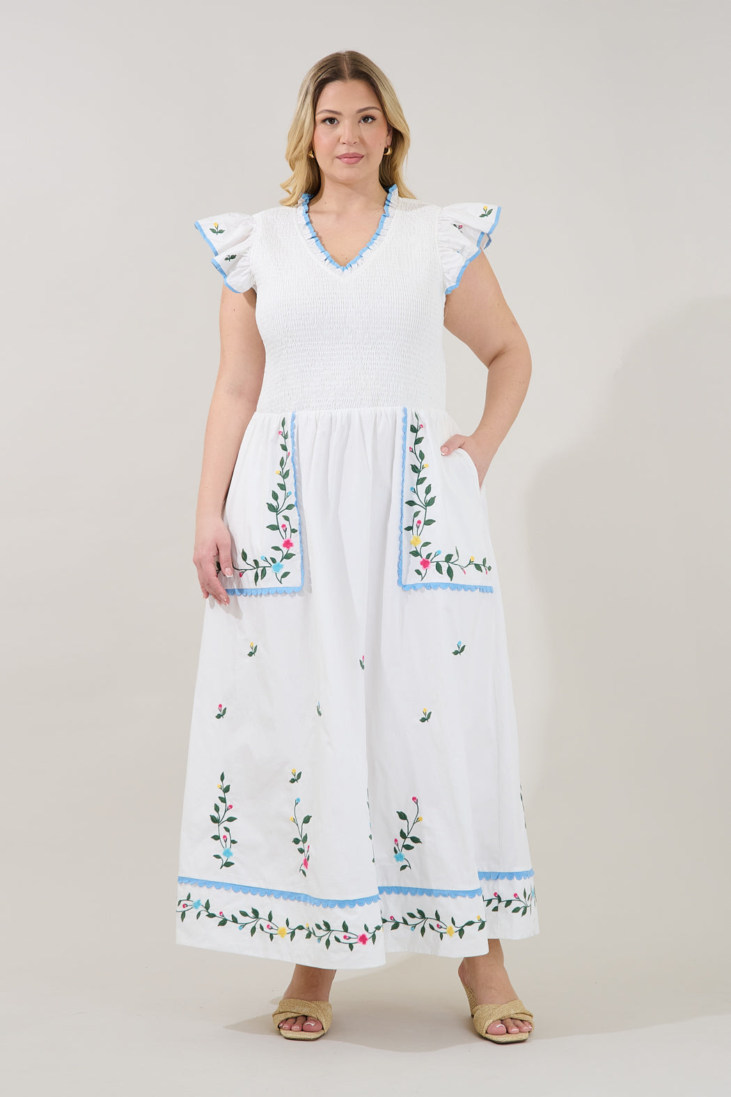 Sunfire Tiered Midi Dress Bermin Floral Curve
