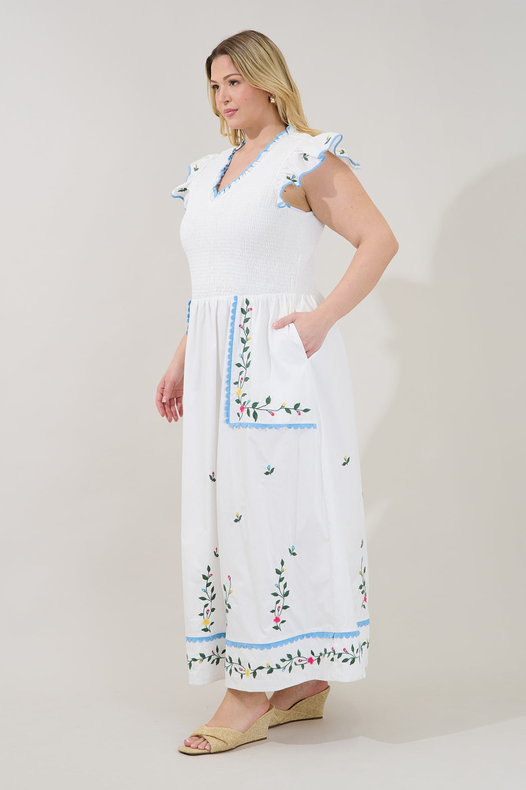 Sunfire Tiered Midi Dress Bermin Floral Curve