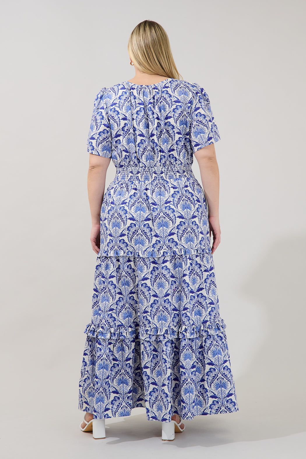 Palmer Poplin Tiered Maxi Dress Renisa Floral Curve