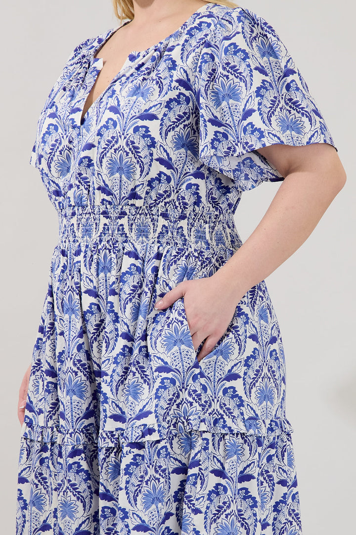 Palmer Poplin Tiered Maxi Dress Renisa Floral Curve