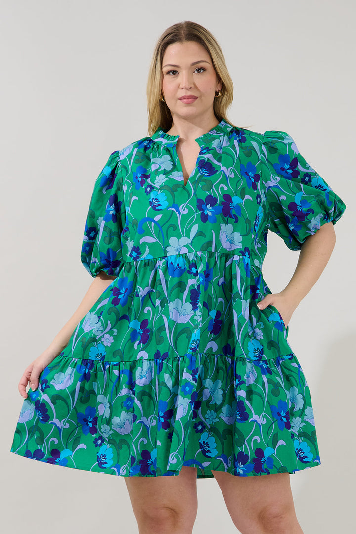 Jacey Babydoll Mini Dress Lomeli Floral Curve