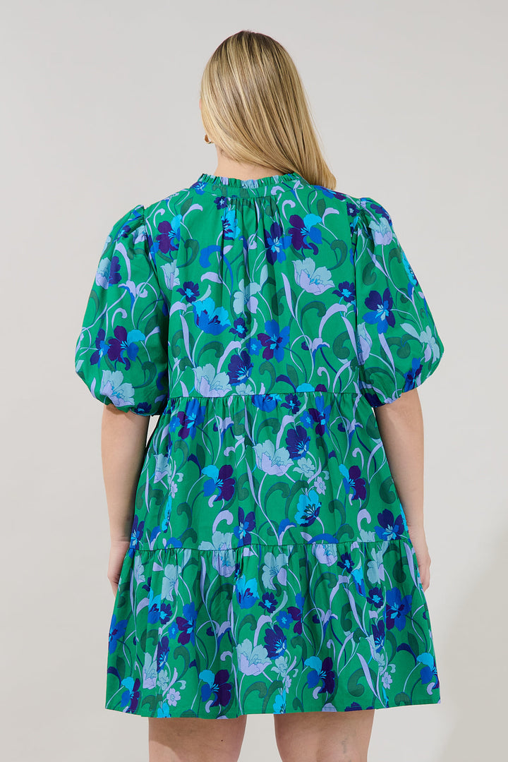 Jacey Babydoll Mini Dress Lomeli Floral Curve