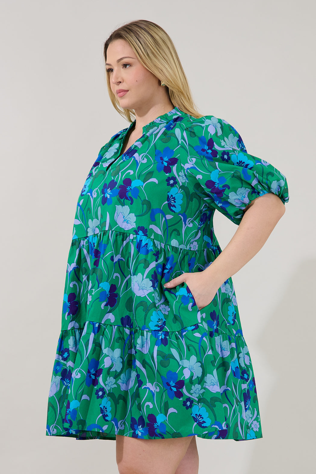 Jacey Babydoll Mini Dress Lomeli Floral Curve