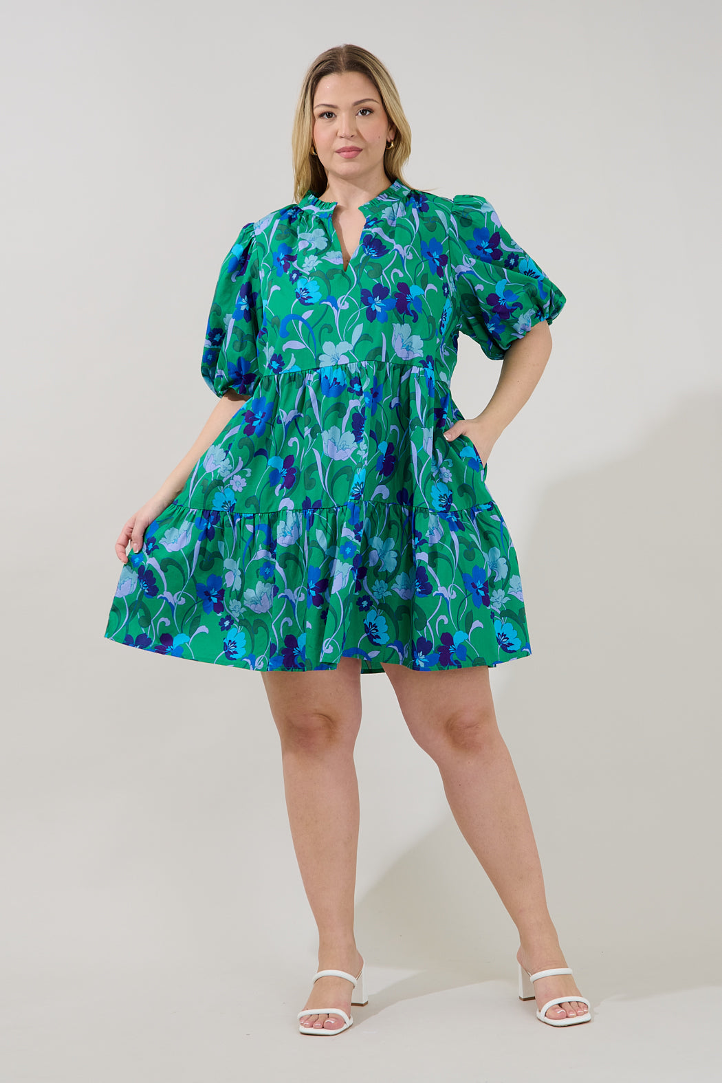 Jacey Babydoll Mini Dress Lomeli Floral Curve