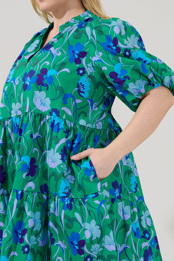 Jacey Babydoll Mini Dress Lomeli Floral Curve
