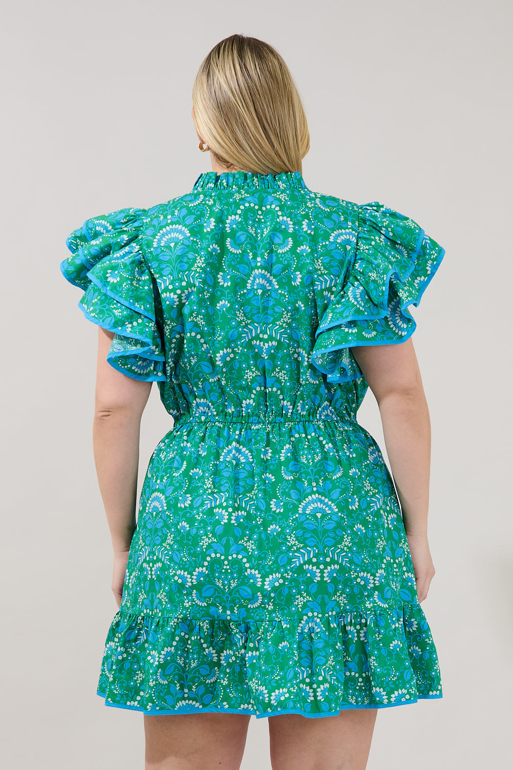 Alina Floral Ruffle Shift Mini Dress Curve