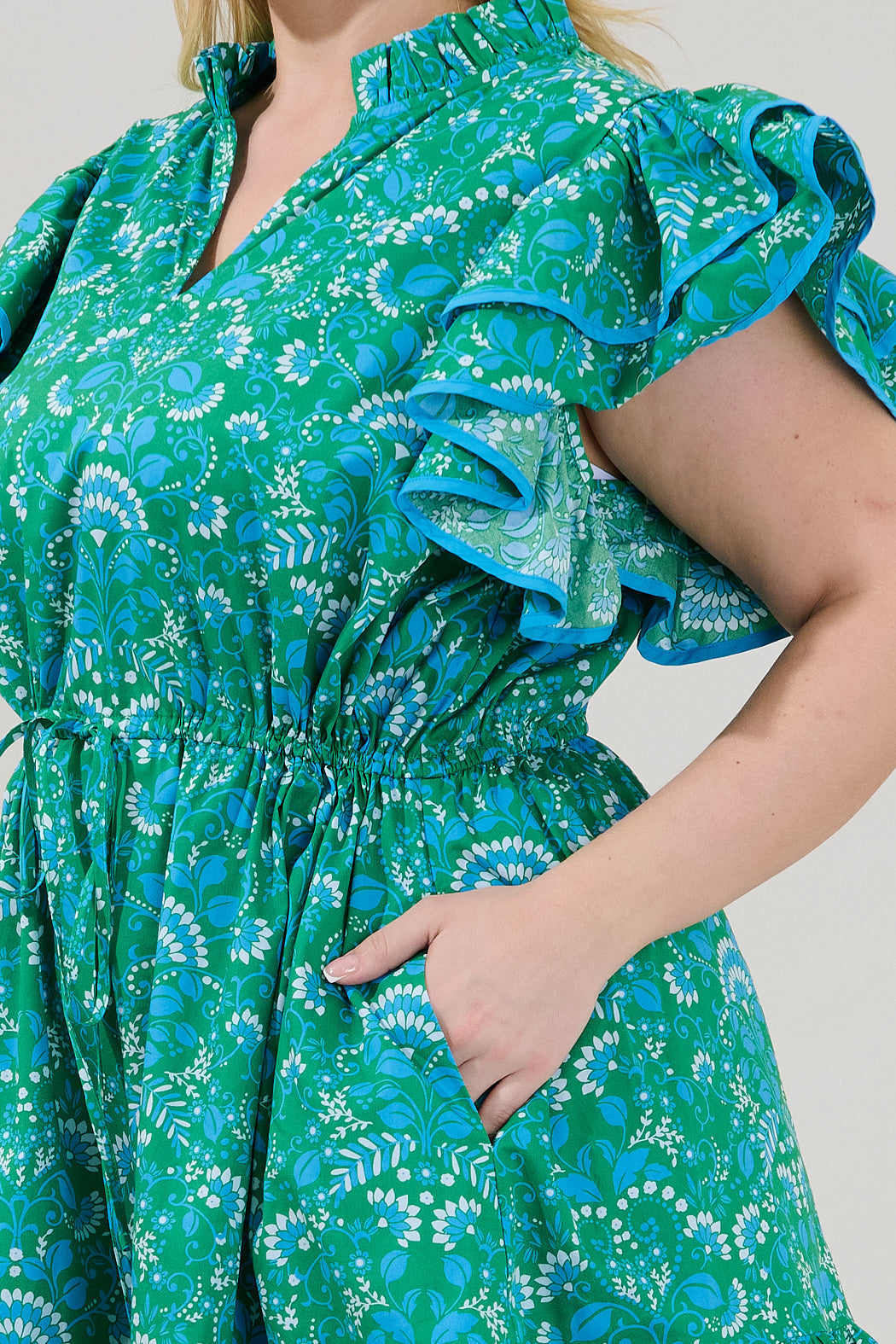 Alina Floral Ruffle Shift Mini Dress Curve