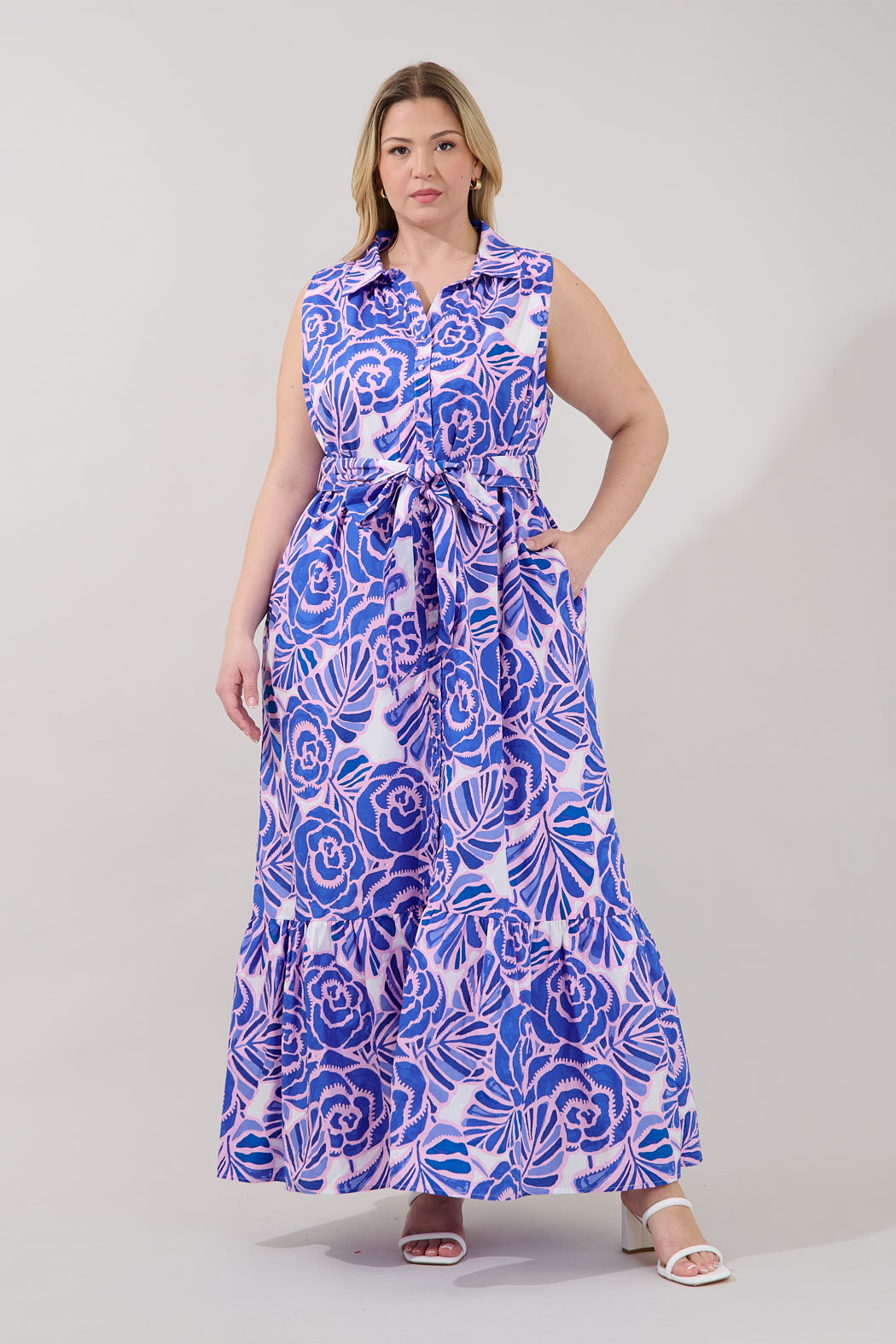Cileah Collared Maxi Dress Floral Curve