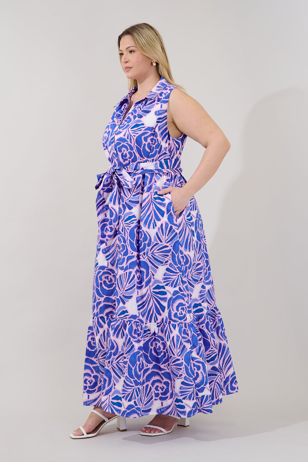 Cileah Collared Maxi Dress Floral Curve