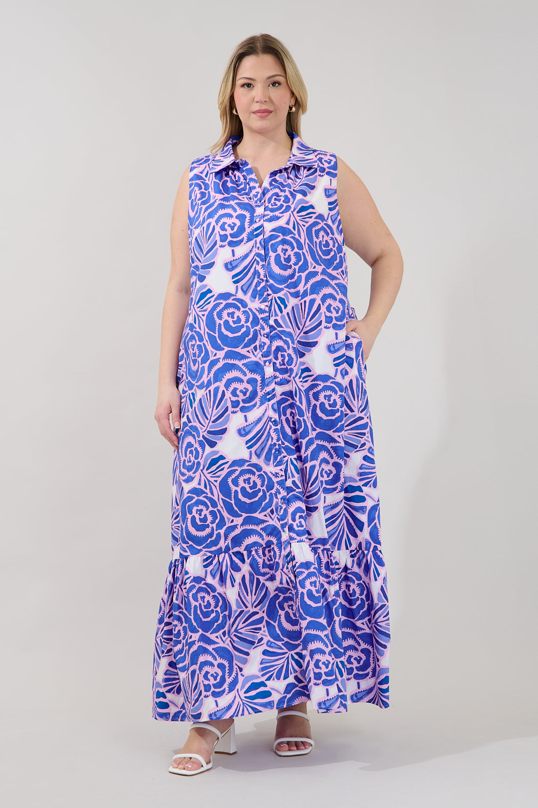 Cileah Collared Maxi Dress Floral Curve