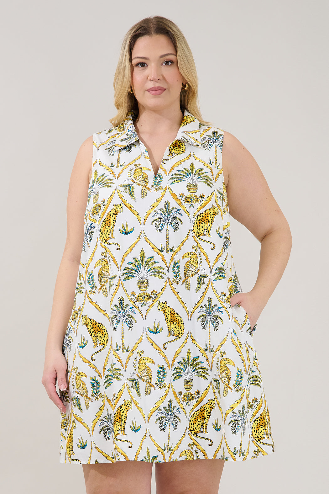 Lexya Collared Shift Mini Dress Tigress Curve