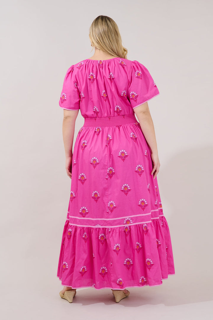 Ordy Smocked Midi Dress Scarlett Floral Curve