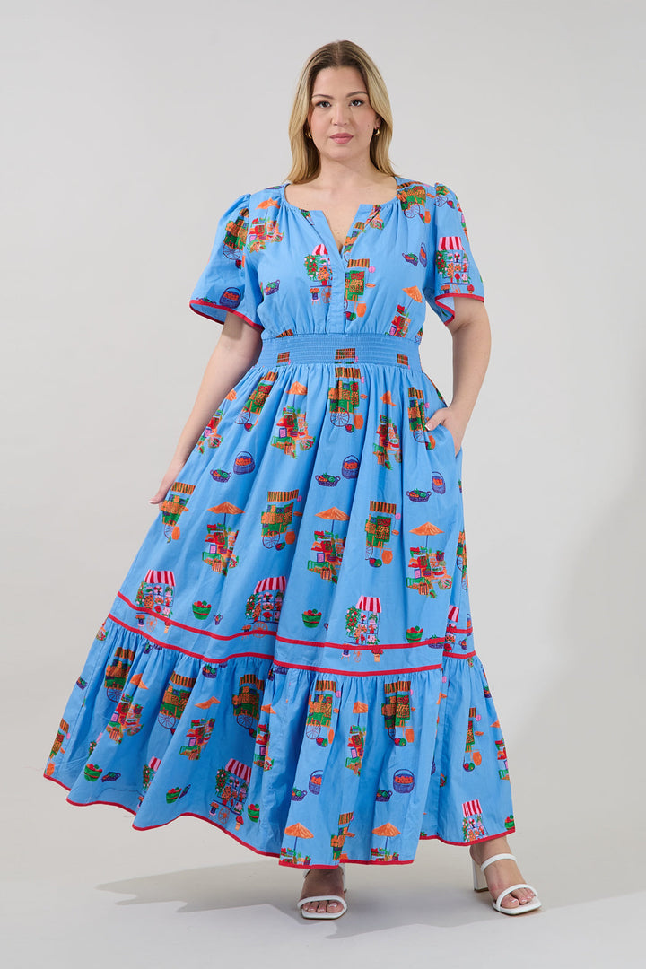 Ordy Smocked Midi Dress Flower Mart Curve