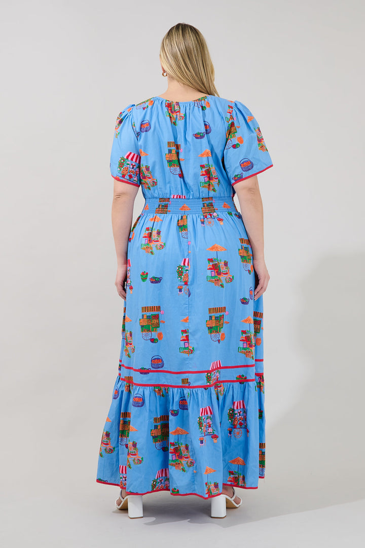 Ordy Smocked Midi Dress Flower Mart Curve