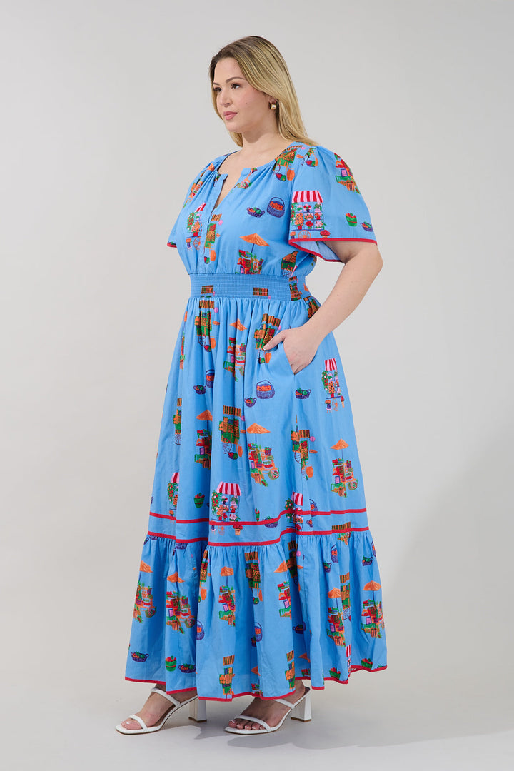 Ordy Smocked Midi Dress Flower Mart Curve