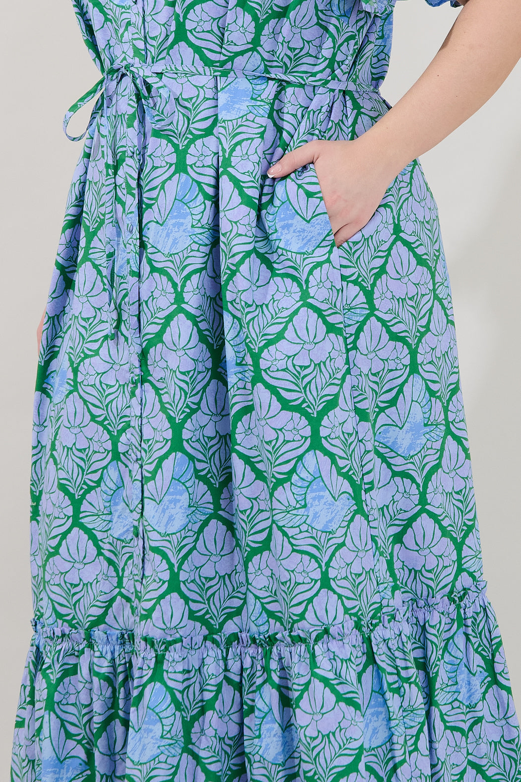Alna Button Up Midi Dress Floral Curve