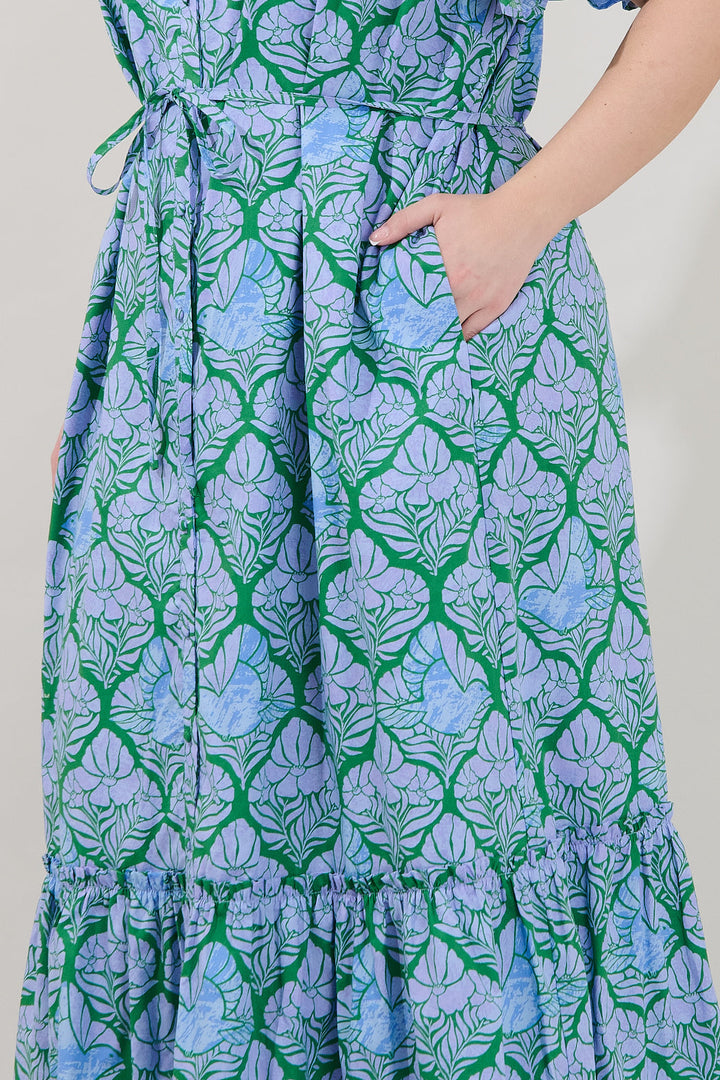 Alna Button Up Midi Dress Floral Curve