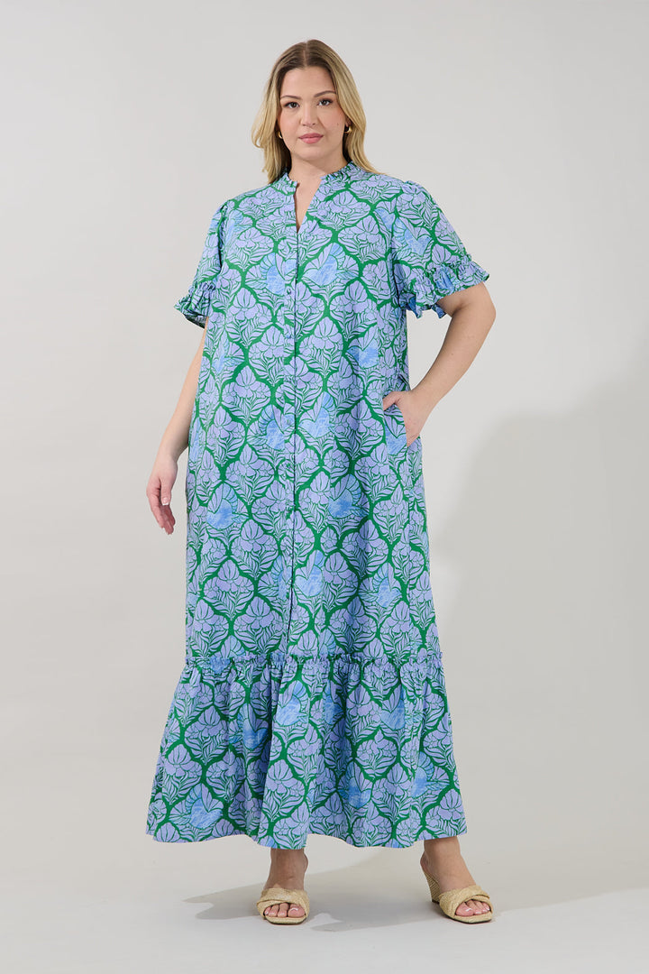 Alna Button Up Midi Dress Floral Curve