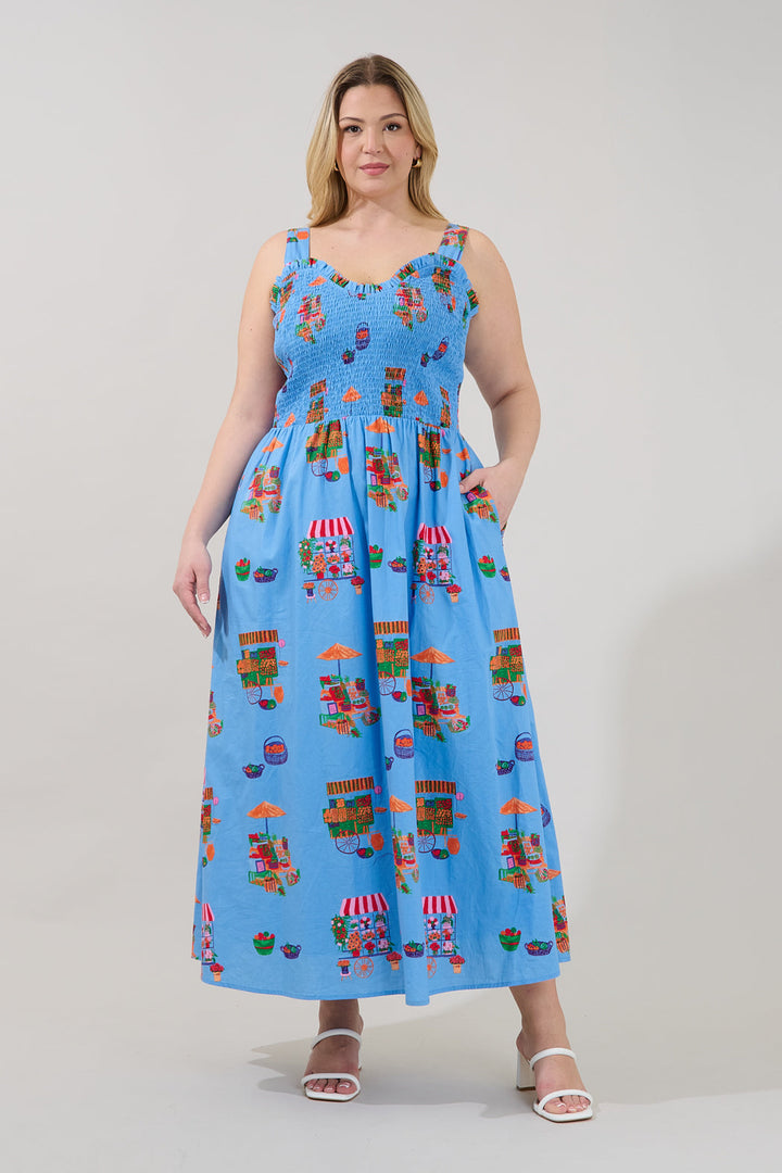 Panola Smocked Maxi Dress Flower Mart Curve