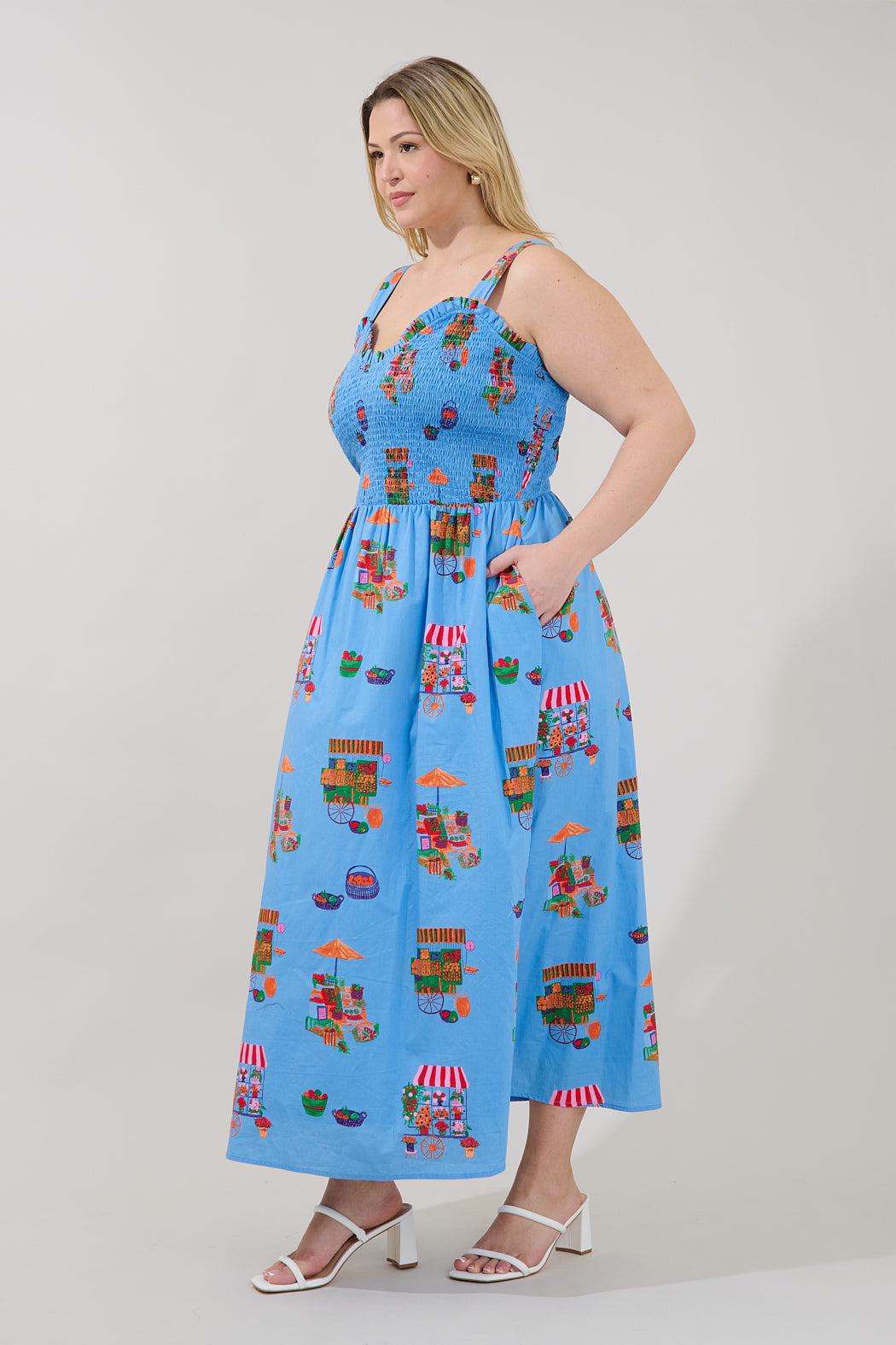 Panola Smocked Maxi Dress Flower Mart Curve