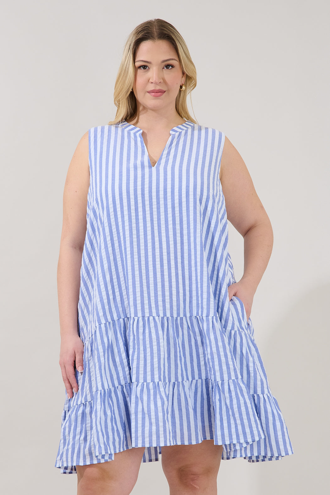 Addelyn Stripe Shift Mini Dress Curve