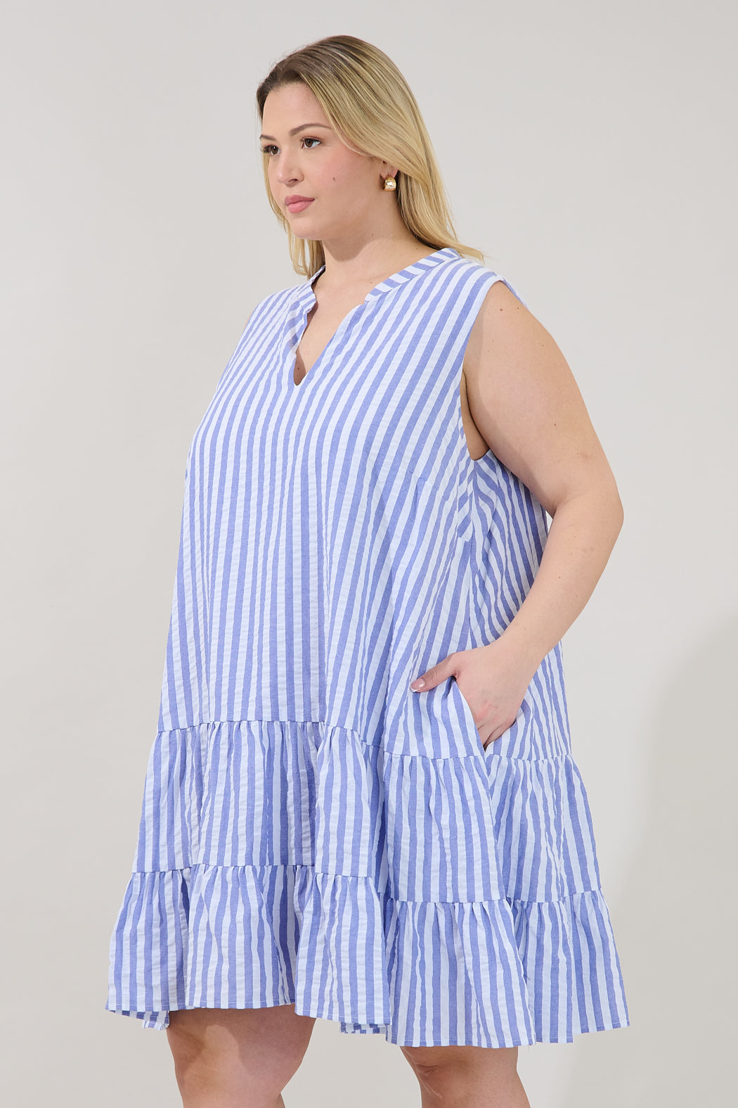 Addelyn Stripe Shift Mini Dress Curve