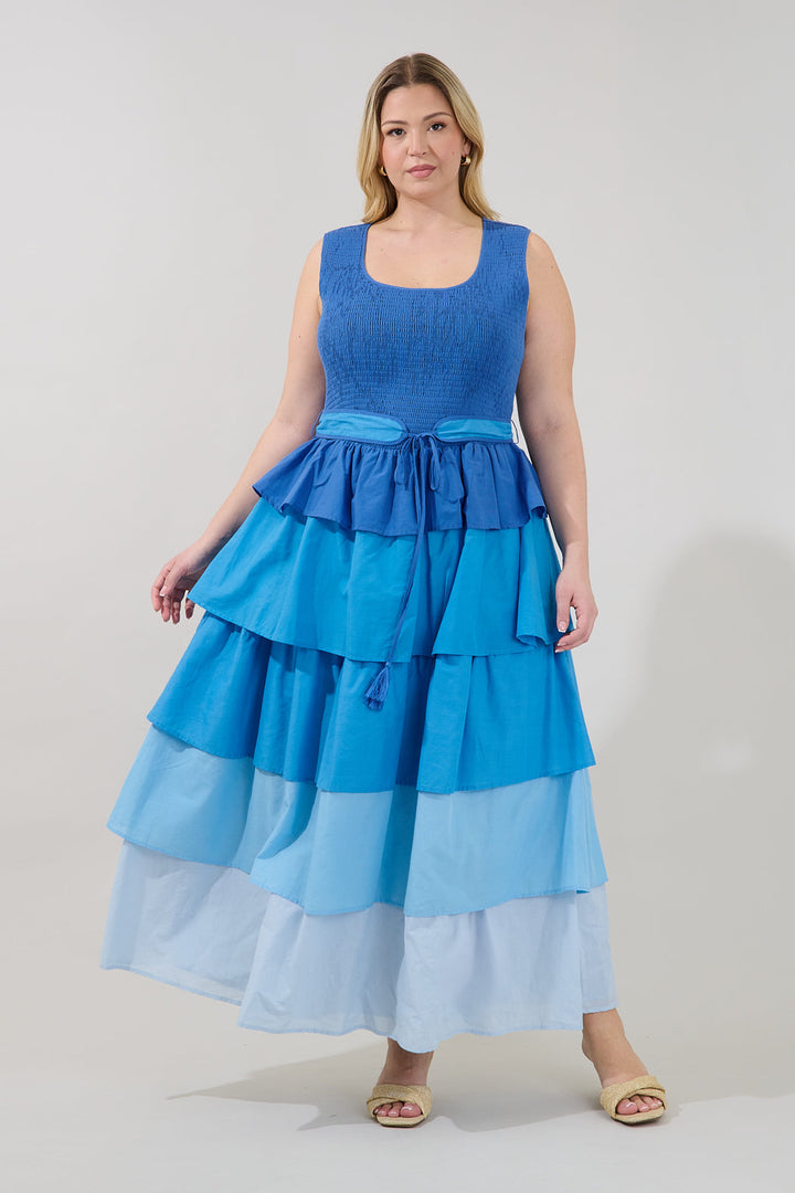 Zoria Smocked Tiered Maxi Dress Curve