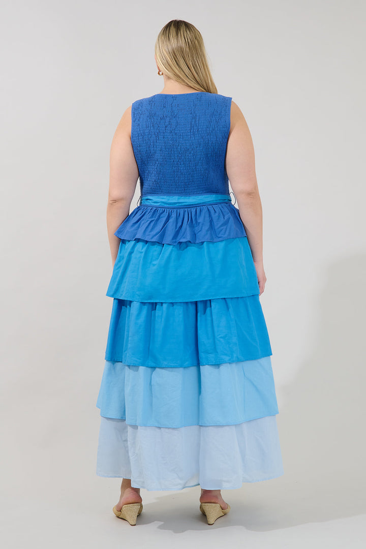 Zoria Smocked Tiered Maxi Dress Curve