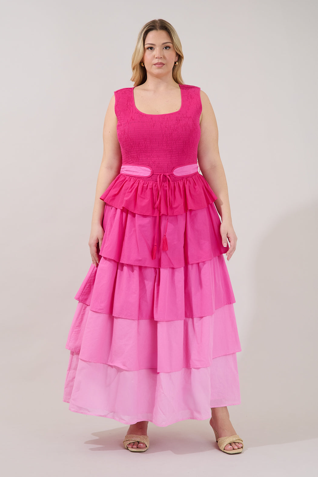 Zoria Smocked Tiered Maxi Dress Curve