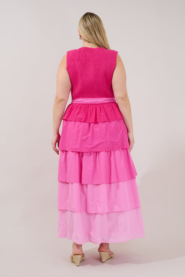 Zoria Smocked Tiered Maxi Dress Curve
