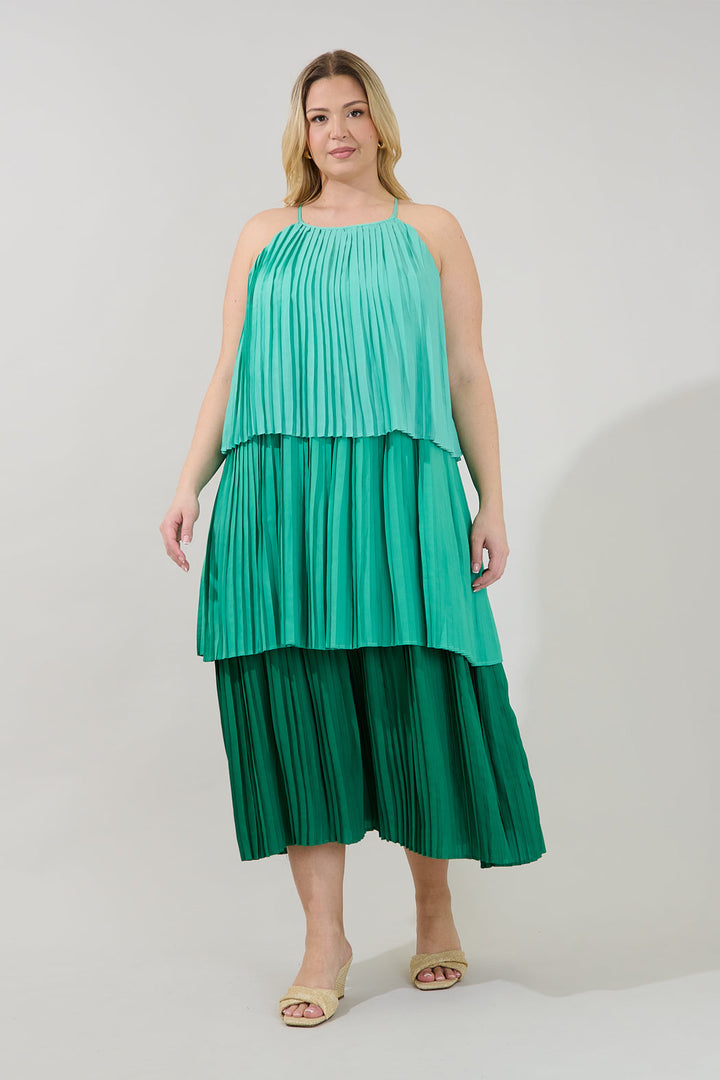 Sealy Pleated Tiered Midi Dress Curve