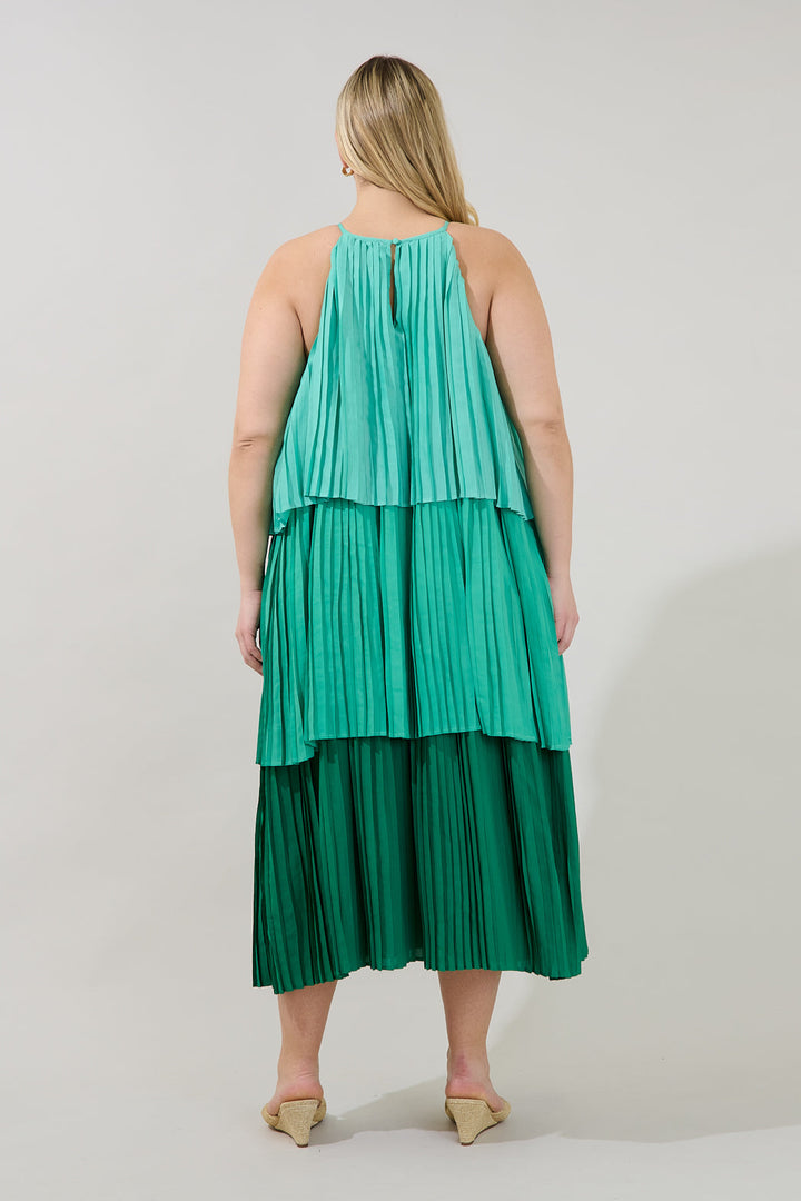 Sealy Pleated Tiered Midi Dress Curve