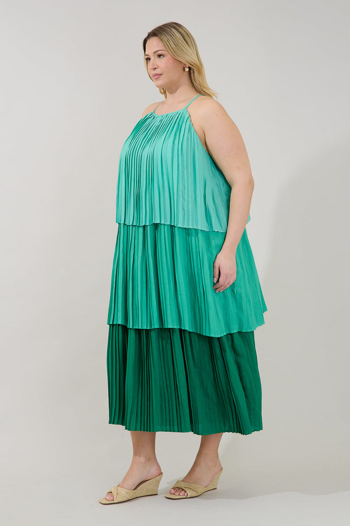Sealy Pleated Tiered Midi Dress Curve