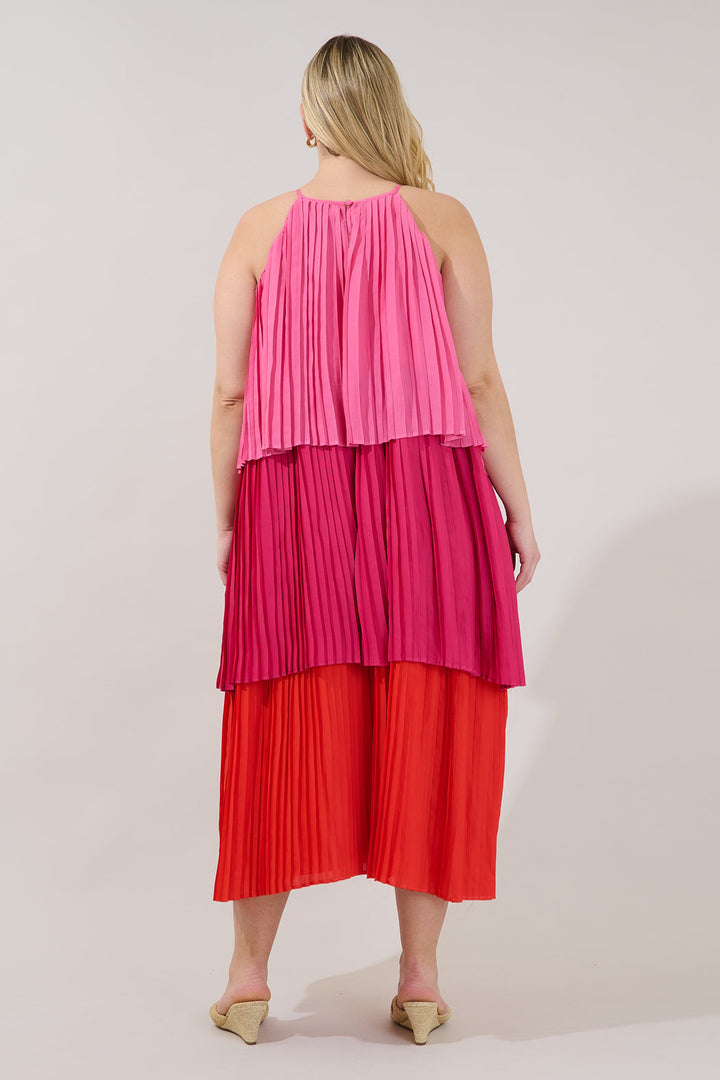 Sealy Pleated Tiered Midi Dress Curve