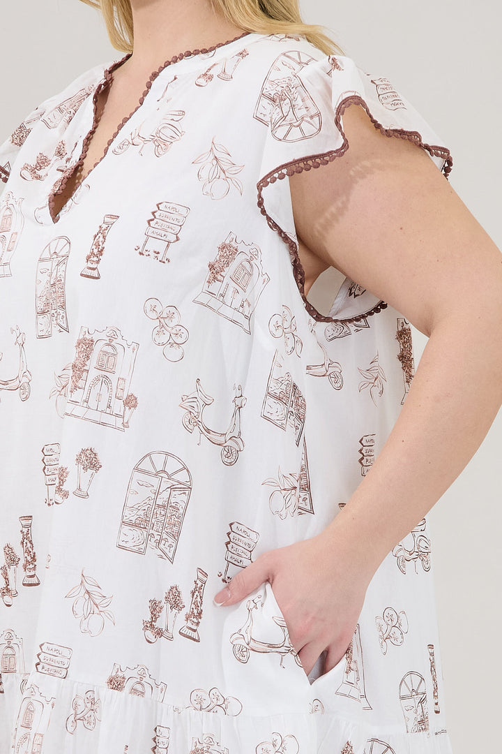 Damry Shift Mini Dress Toile Curve