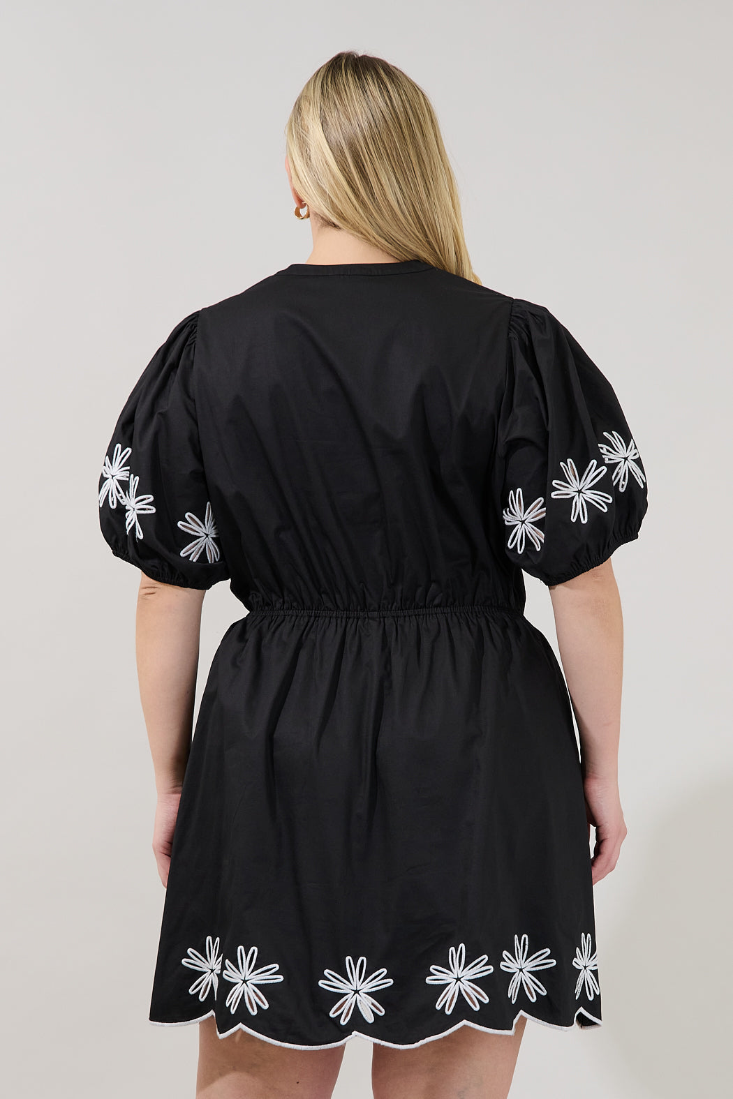 Luniar Embroidered Drawstring Mini Dress Curve
